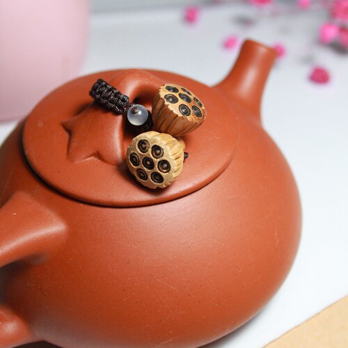 茶壶盖小提溜桃木壶绳葫芦石瓢紫砂壶防烫装饰挂绳茶具配件玉石坠