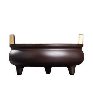 纯黄铜香炉宣德炉家用供奉线香炉香插复古茶道香薰炉室内上香供佛