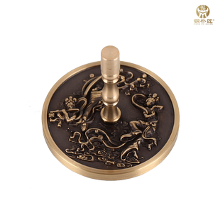 纯铜圆提柱灰压香灰压整平器雕花香炉灰灰押香篆香道工具用品套装