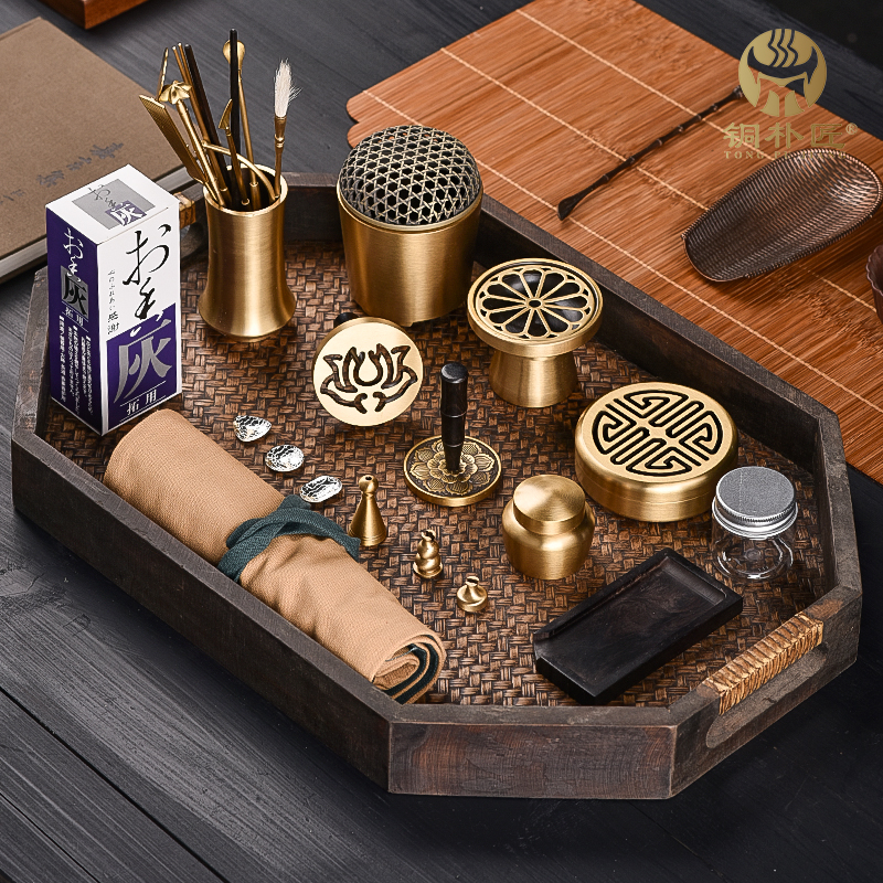 纯铜香道打拓香篆工具套装齐全