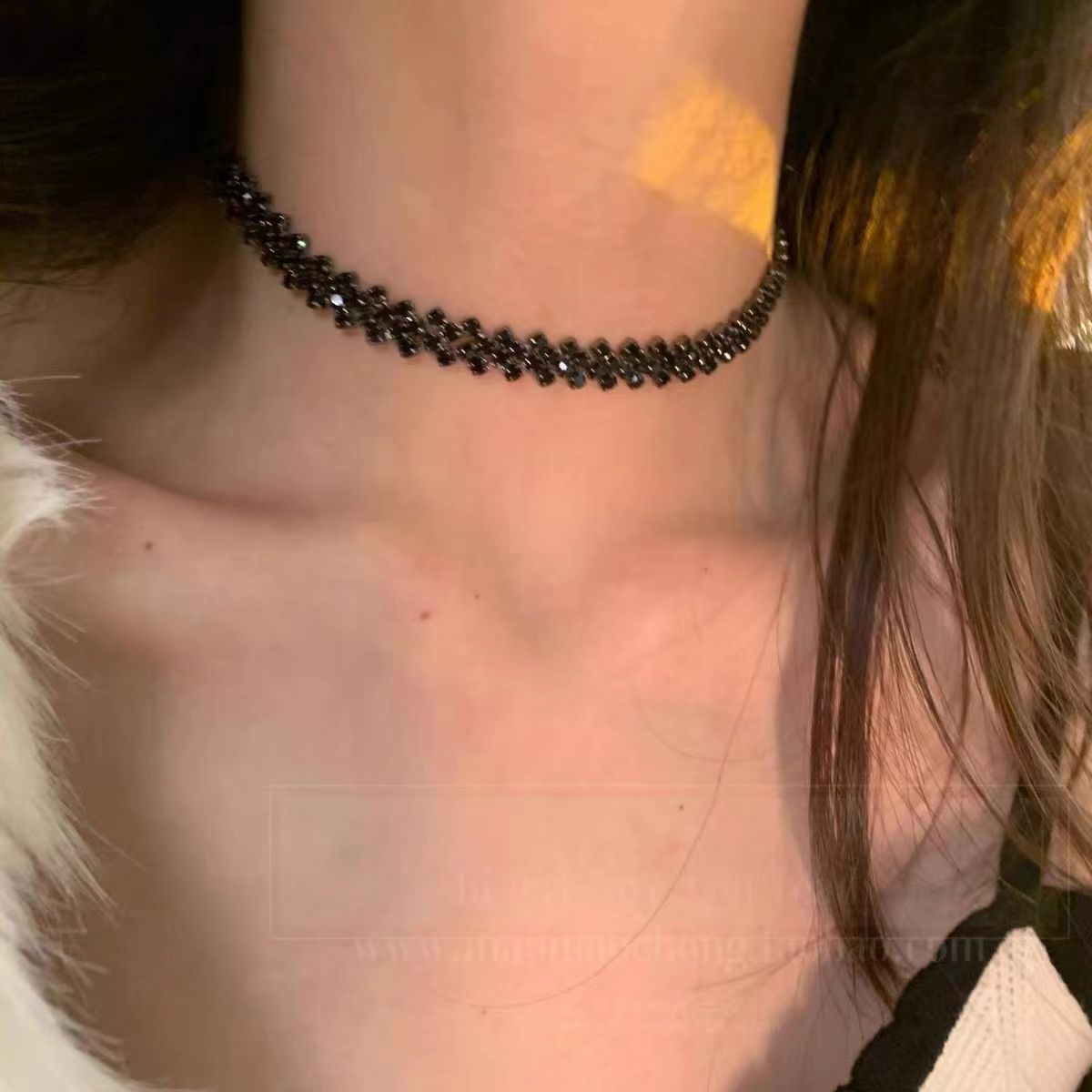 闪钻黑色颈链女高级感项