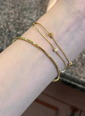 不掉色~钛钢手环手链可水