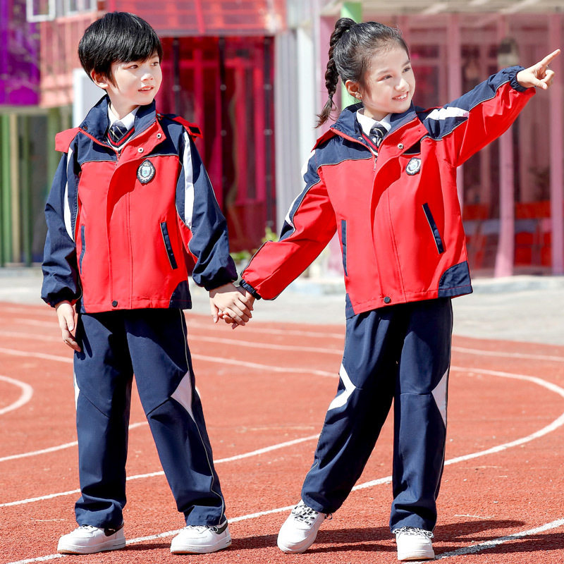 幼儿园园服秋冬装冲锋衣三件套六年级班服小学生校服套装棉衣棉裤