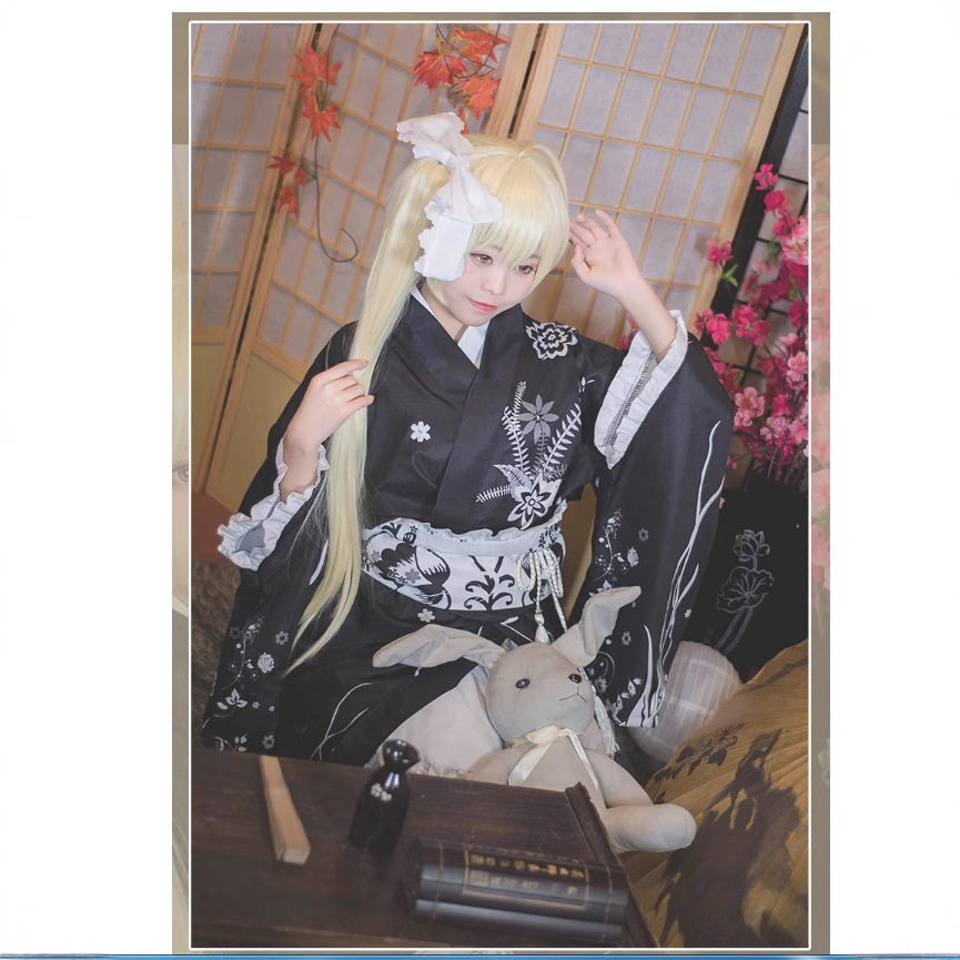 ebay缘之空春日野穹cosplay穹妹黑色和服浴衣cosplay服装女