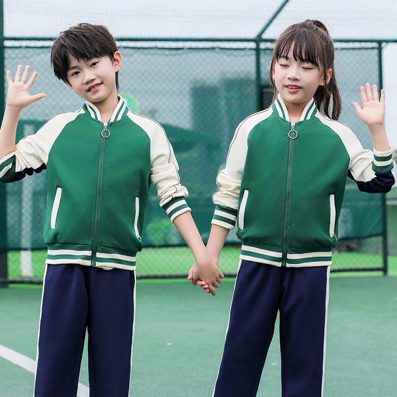 春秋季中小学生校服套装三件套儿童蓝白运动服酒红米白幼儿园园服