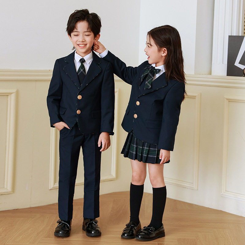 儿童春秋款学院风西装校服套装幼儿园园服小学生英伦风班服三件套