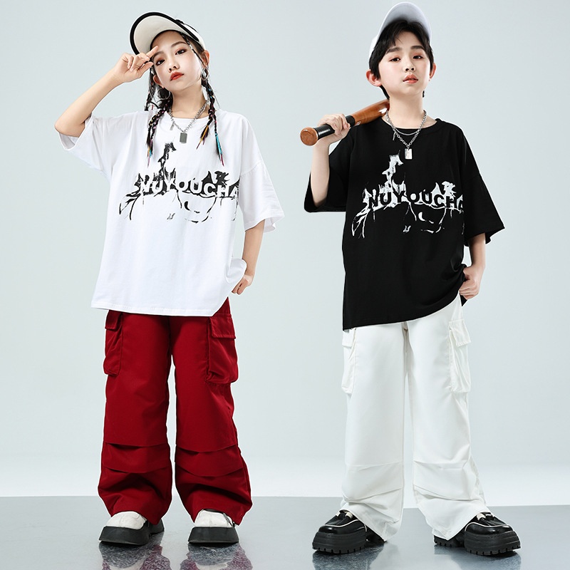 街舞儿童潮服爵士舞女童服装男童嘻哈表演服套装帅气炸街演出服