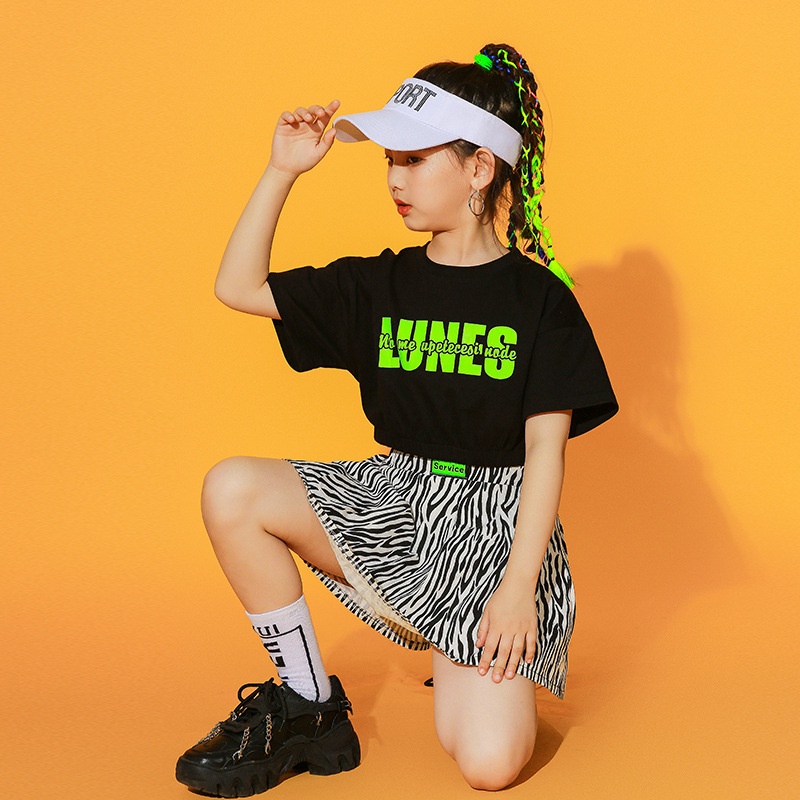 儿童啦啦队演出服六一儿童表演服装女童爵士舞蹈服蓬蓬裙街舞