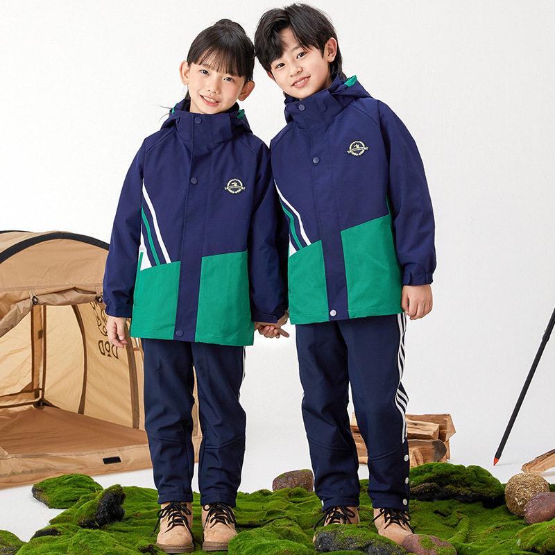 小学生校服套装秋冬装幼儿园园服可拆卸冲锋衣老师三件套儿童班服