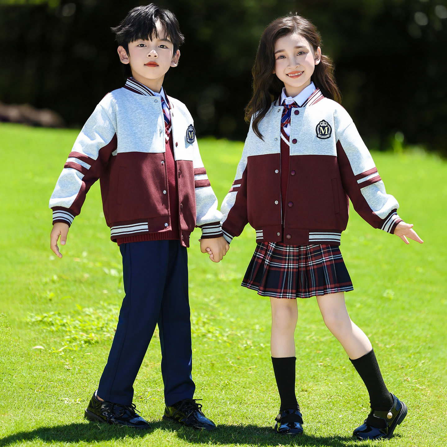 儿童英伦班服套装幼儿园园服中小学生校服春秋动会三件套教师服装