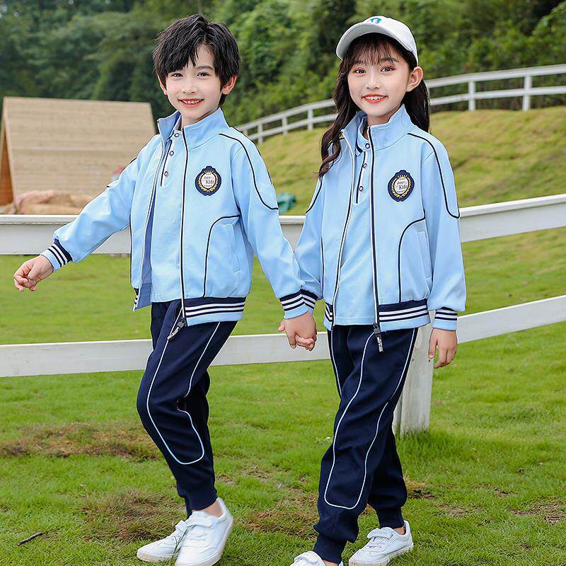 幼儿园园服春秋装三件套儿童学院风蓝色班服小学生校服纯棉套装