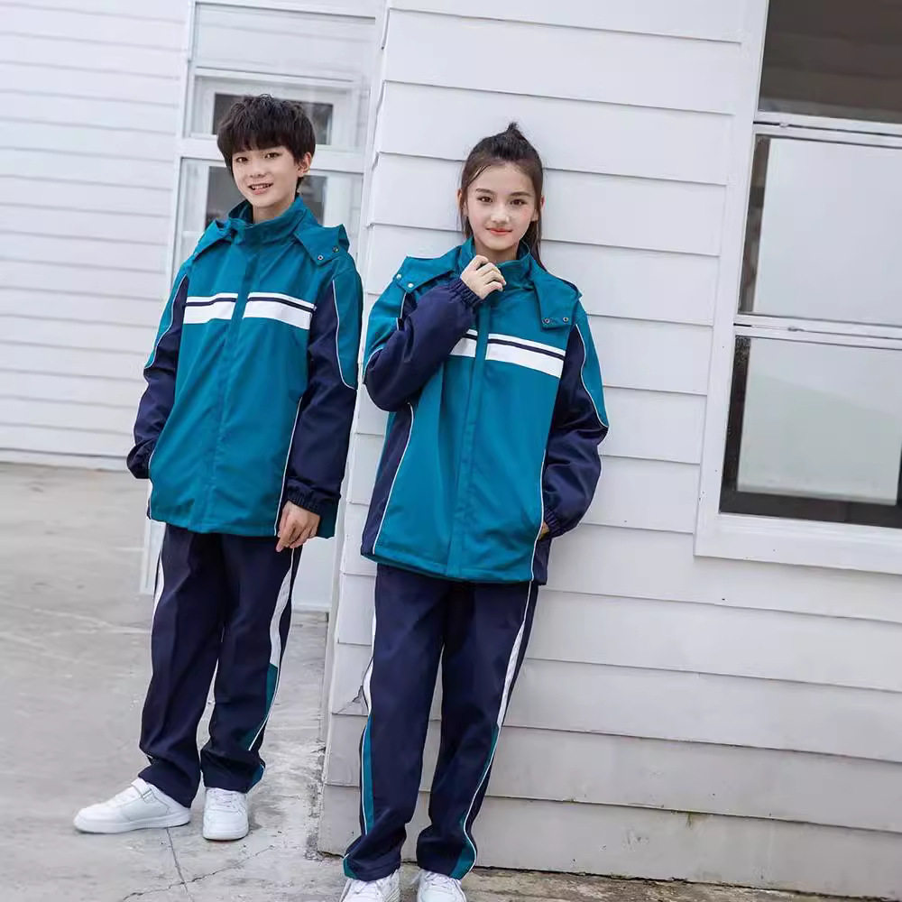 小学生校服冲锋衣三件套秋冬装初高中生运动会班服套装幼儿园园服