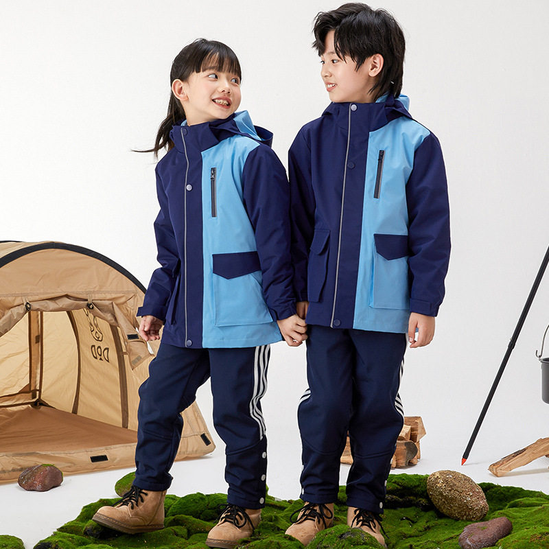 小学生校服套装秋冬季幼儿园园服三件套可拆卸冲锋衣儿童班服定制
