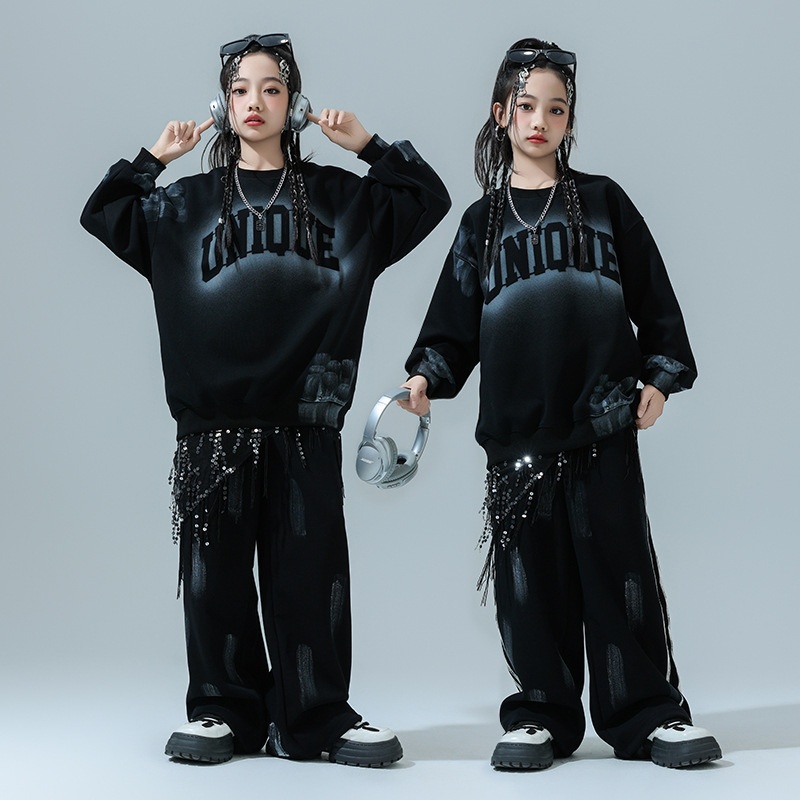 街舞儿童潮服hiphop演出服架子鼓女童爵士舞服装走秀表演