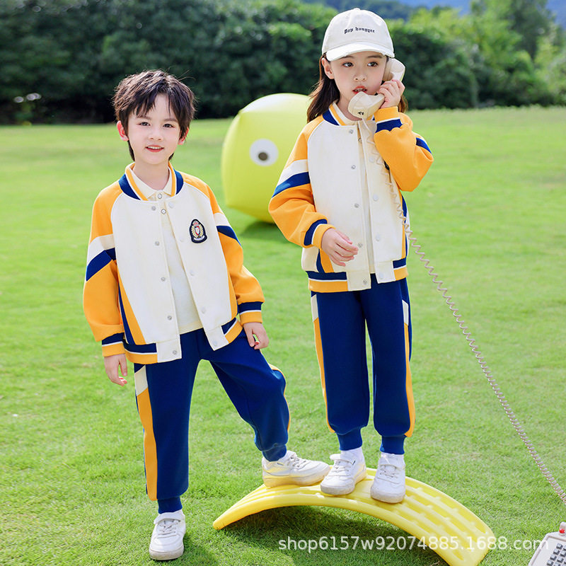 小学生校服春秋套装纯棉幼儿园园服棒球服短袖夏季三件套儿童班服