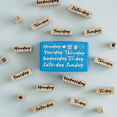 week星星系列星期印章单枚套组 白日几何正品 英文星期兔绵绵系列木头标签印章one 手帐记录可爱印章手帐日期