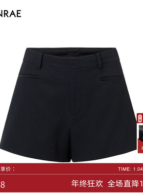 ERINRAE丨舒适百搭秋冬纯羊毛显瘦三分黑色短裤EE431277WO20
