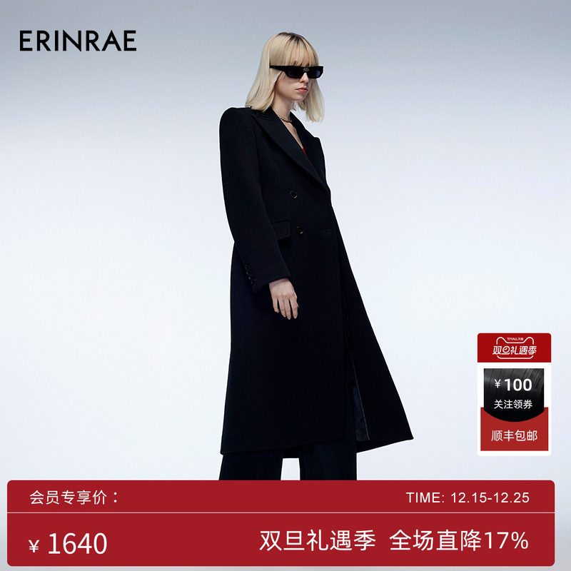 ERINRAE羊毛长款法式复古大衣
