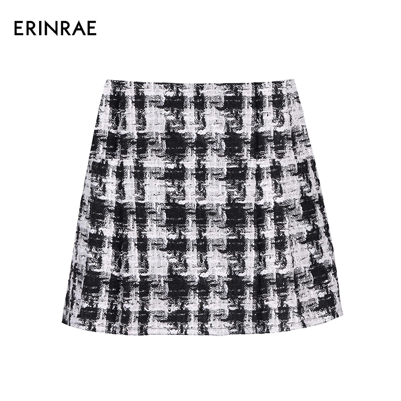 ERINRAE丨秋冬新品女士短款格纹A字半裙EF421179VI