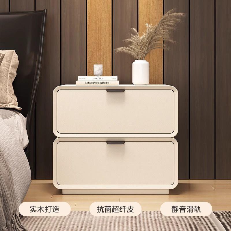 全实木床头柜简约现代小型轻奢奶油风床头收纳卧室家用储物床边柜