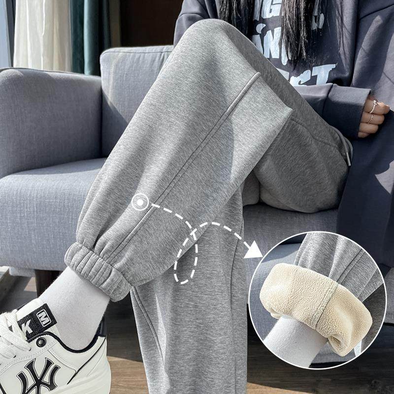 羊羔绒卫裤女2025新款加绒加厚休闲外穿棉裤秋冬季宽松束脚运动裤