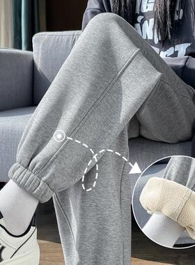 羊羔绒卫裤女2025新款加绒加厚休闲外穿棉裤秋冬季宽松束脚运动裤