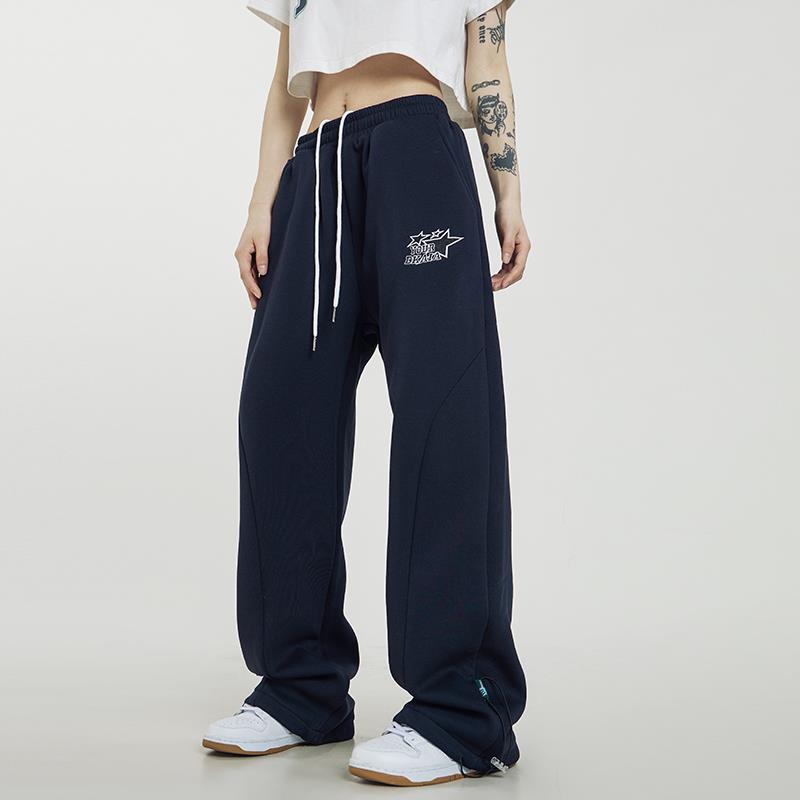 CTB啤酒队长 加绒卫裤女秋冬季新款裤子直筒抽绳束脚运动休闲裤男