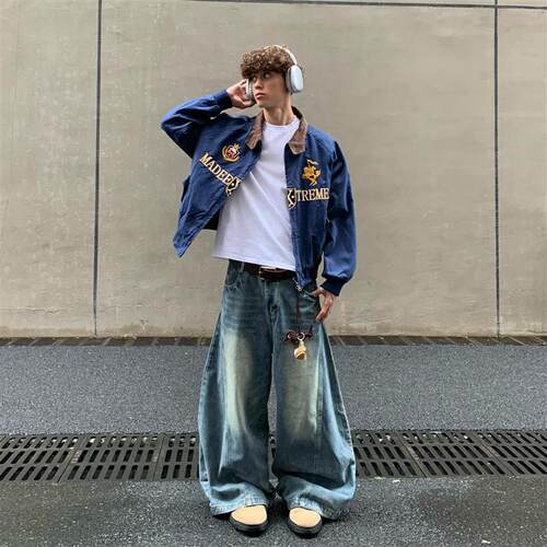 白菜coke美式复古街头高级感哈灵顿夹克秋季刺绣外套上衣潮牌男女