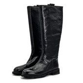 GISHA女鞋 大愿专享 圆头复古拉链低跟高筒靴52240