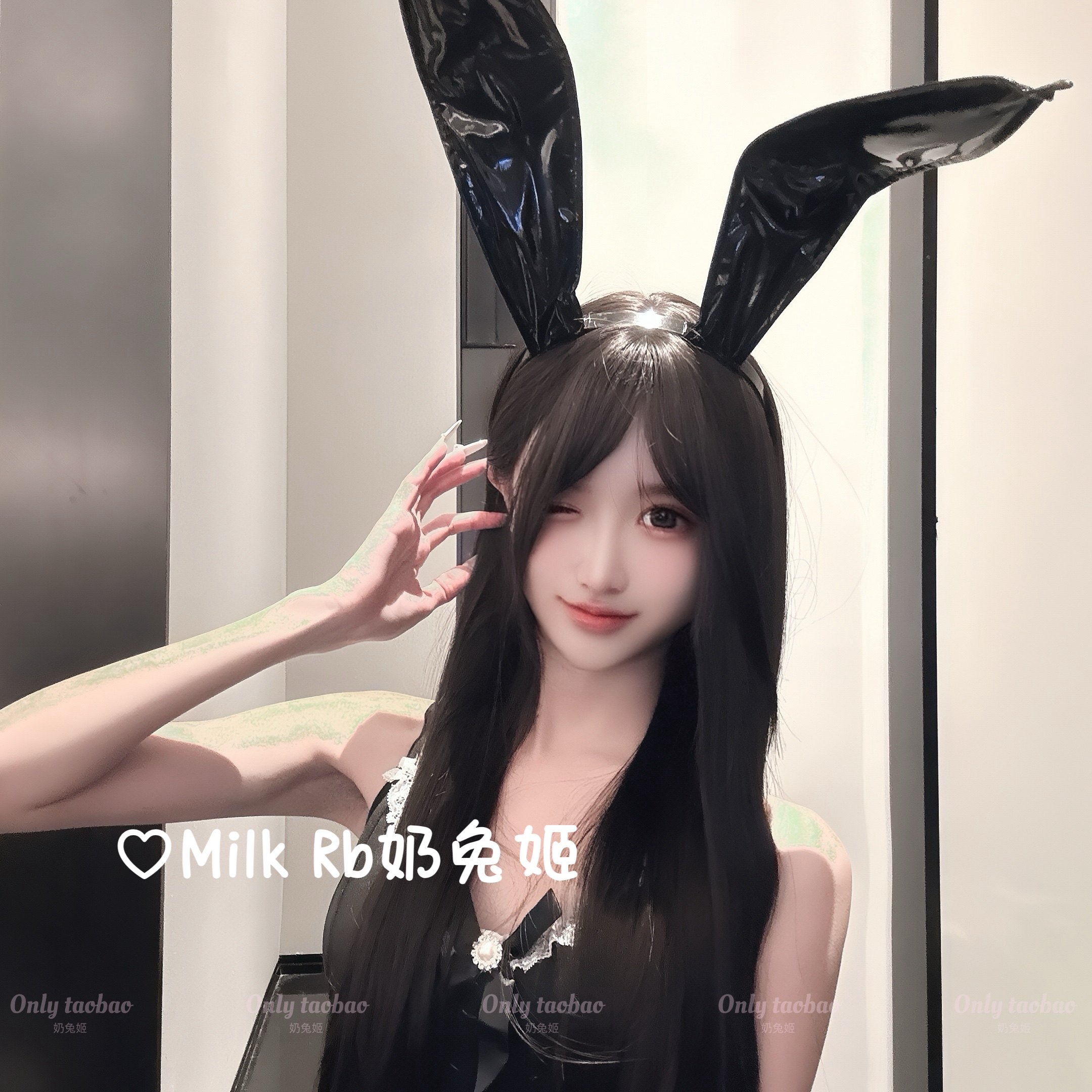 奶兔姬*执事兔/ 兔耳发箍cos头饰漆皮兔女郎万圣节可爱拍照道具图片