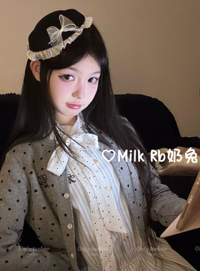 奶兔姬*奶芙蓓蕾/ 日系小礼帽发夹黑白英伦千金风帽子蝴蝶结配饰
