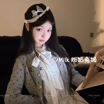 奶兔姬*奶芙蓓蕾/ 日系小礼帽发夹黑白英伦千金风帽子蝴蝶结配饰