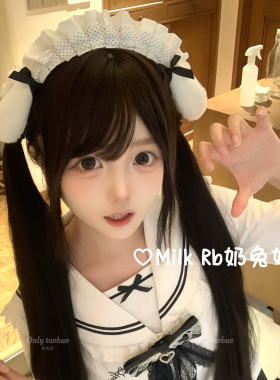 奶兔姬*垂耳萌兔/ 可爱兔耳发箍黑白波点甜美Lolita软萌女仆发饰