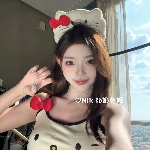 奶兔姬*甜绒小K/ 可爱kt发箍日系少女软萌洗脸拍照蝴蝶结头饰