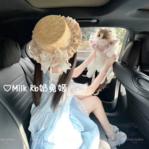 奶兔姬*雏菊少女/ 夏日lo娘草帽Lolita日系手工软妹蕾丝优雅草编