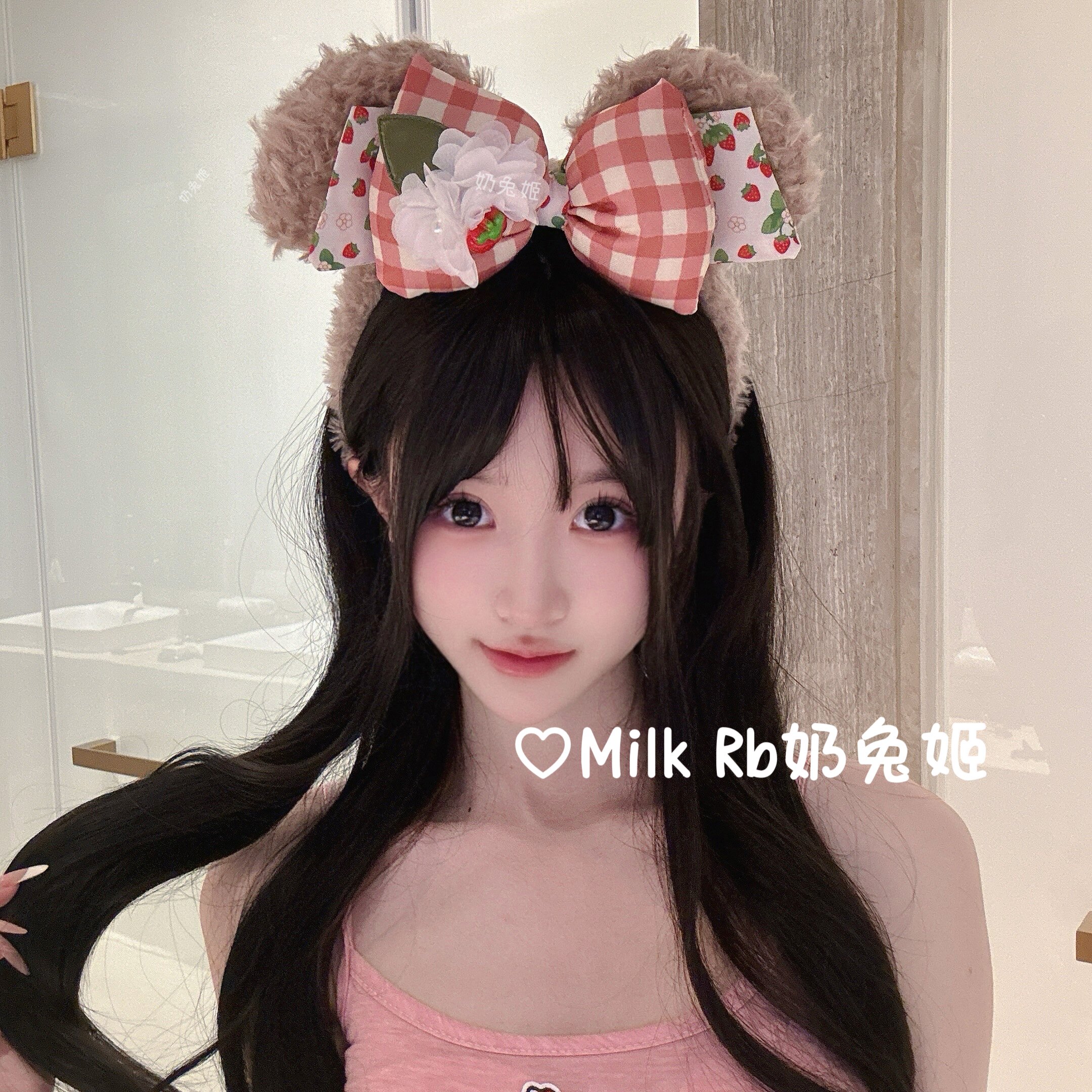 奶兔姬*春日玫玫/ 可爱雪莉玫蝴蝶结圣诞迪尼乐园软妹拍照头饰