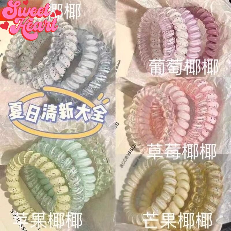 甜美波点电话线发圈高弹不勒发图片