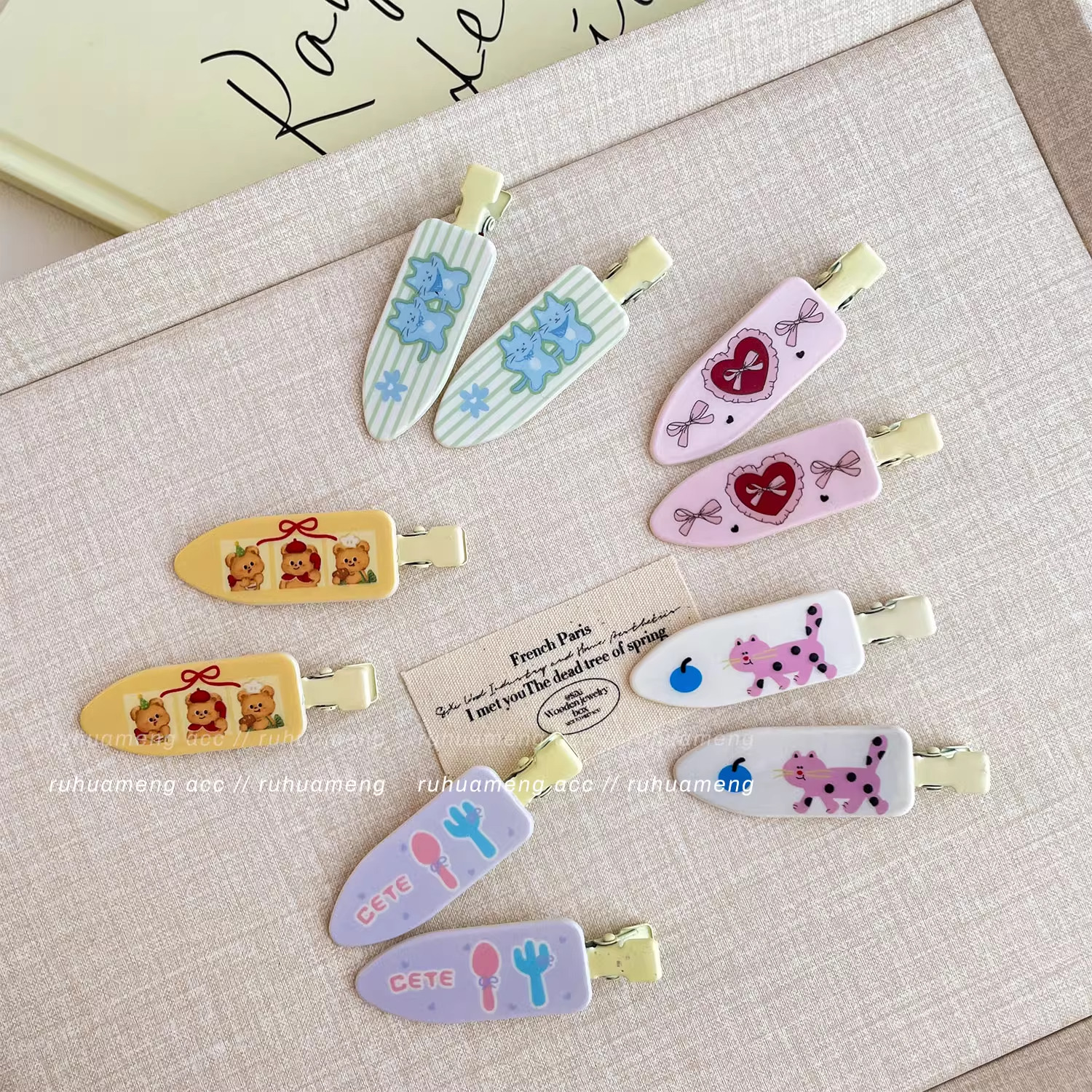 可爱卡通小猫小熊无痕夹发夹