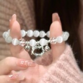 水晶手链可爱猫爱心铃铛手链女小众设计ins送闺蜜礼物姐妹手饰