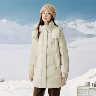 茵曼2025冬季新款中长款鸭鸭羽绒服女上衣宽松连帽保暖外套小个子