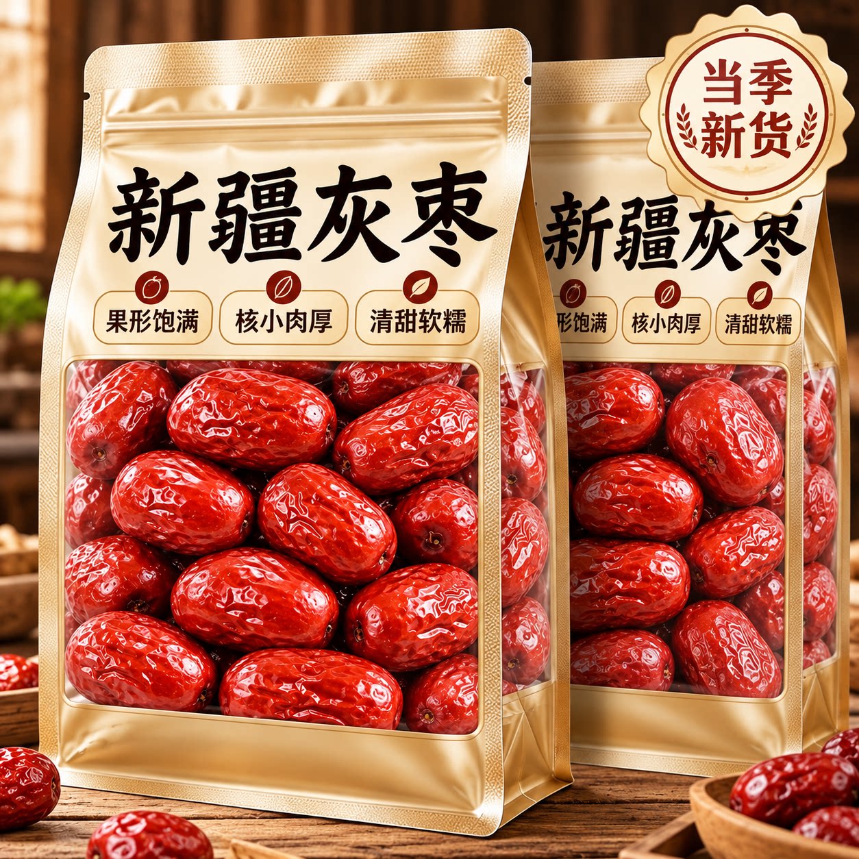 新疆特级灰枣大枣王官方新疆特产羌若红枣新鲜煲汤泡茶旗舰店新货