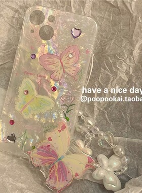 春夏蝴蝶贝壳纹适用三星s23ultra手机壳s22+/s8新款s21fe小众note20气质s10+网红a53软壳insa14保护套a22/a71