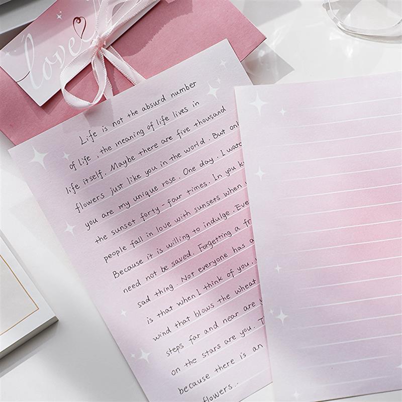 粉色丝带信封信纸套装 diy浪漫手写表白精致绑带牛皮纸情书信封袋