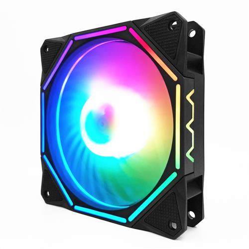 玲珑电脑机箱风扇12cm5v3针argb幻彩aura神光同步水冷pwm温控反向