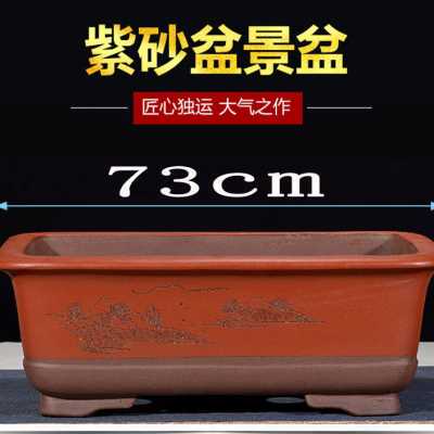 特大长方形有孔无孔假山盆 紫砂超大盆景花盆绿植文竹老桩盆景盆