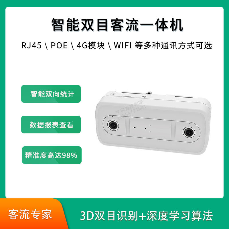 商场客流量摄像机展厅人数统计器博物馆人流监控计数传感器4G景区