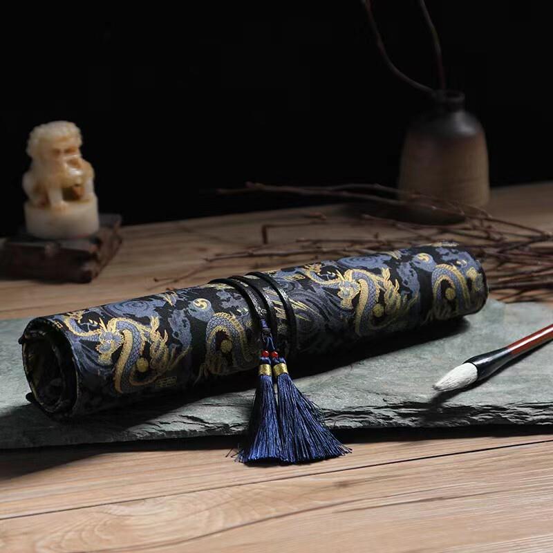 笔帘布艺笔袋手工收纳国风文创布艺10孔入 30*34cm