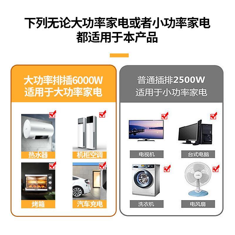 6000W纯铜大功率柜机空调即热热水电暖磁炉汽车充电延长线插排座