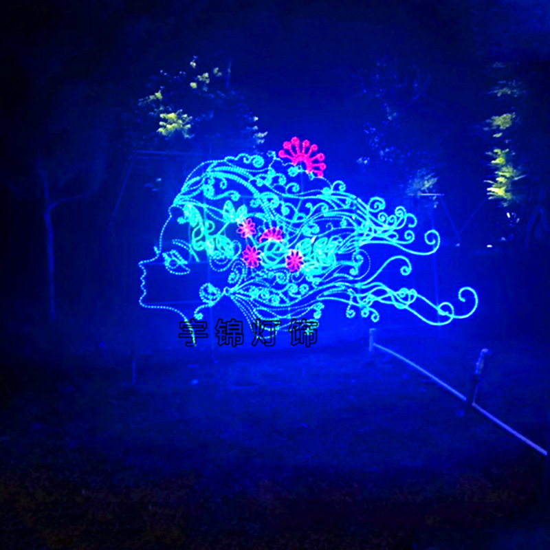 梦幻灯光节户外灯展灯光创意造型灯光场景布置花仙子LOVE表白人物