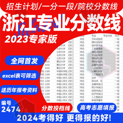 浙江省2023年高考志愿填报数据专业录取分数投档线Excel表电子版